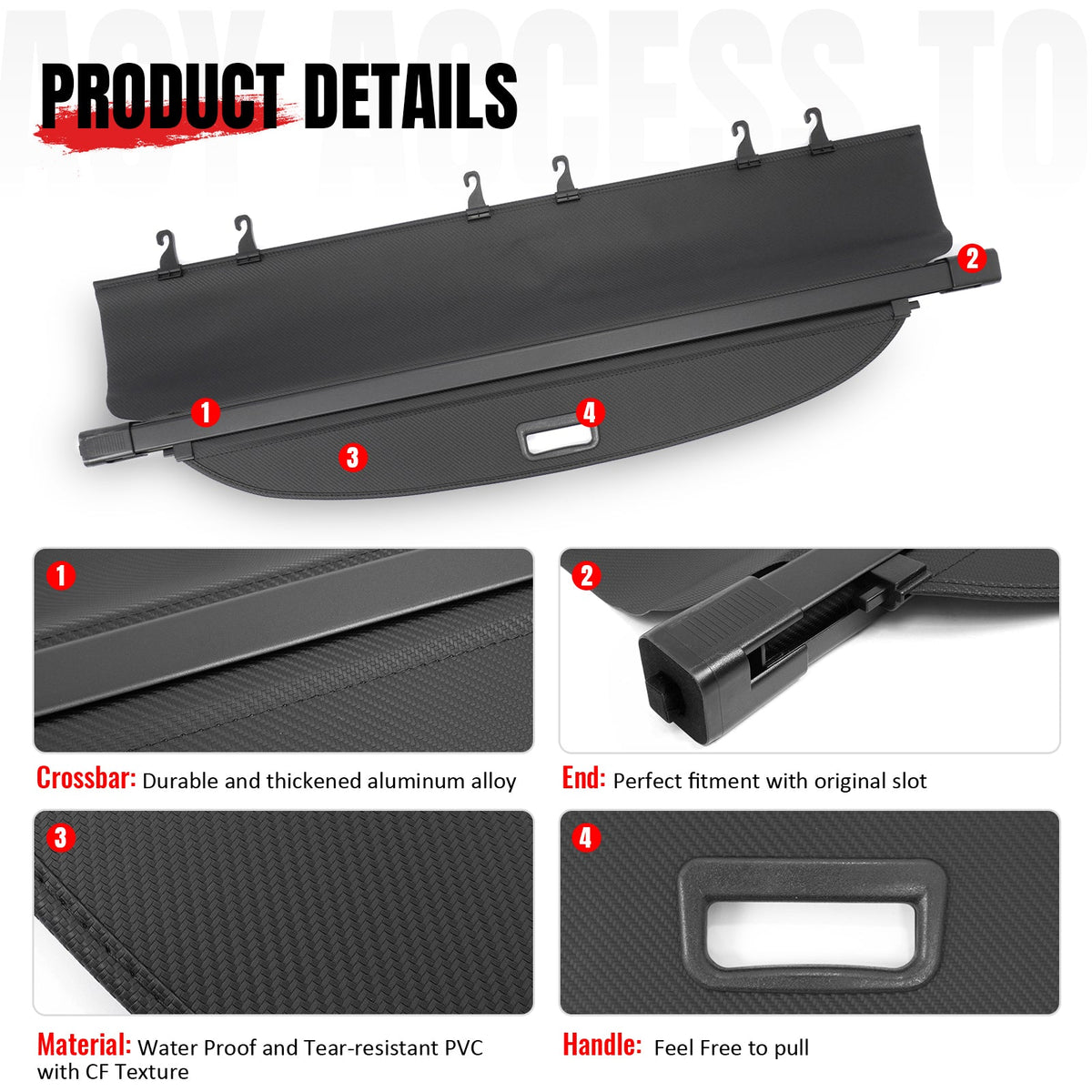 2010-2017 Equinox & Terrain Cargo Cover + Trunk Mat Carbon Fiber Texture