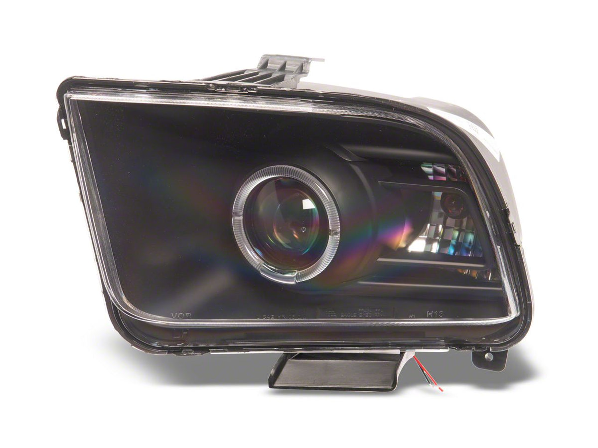 Raxiom 2010 Style Led Halo Headlights; Black Housing; Clear Lens (05-09 Mustang W/ Factory Halogen Headlights, Excluding Gt500)