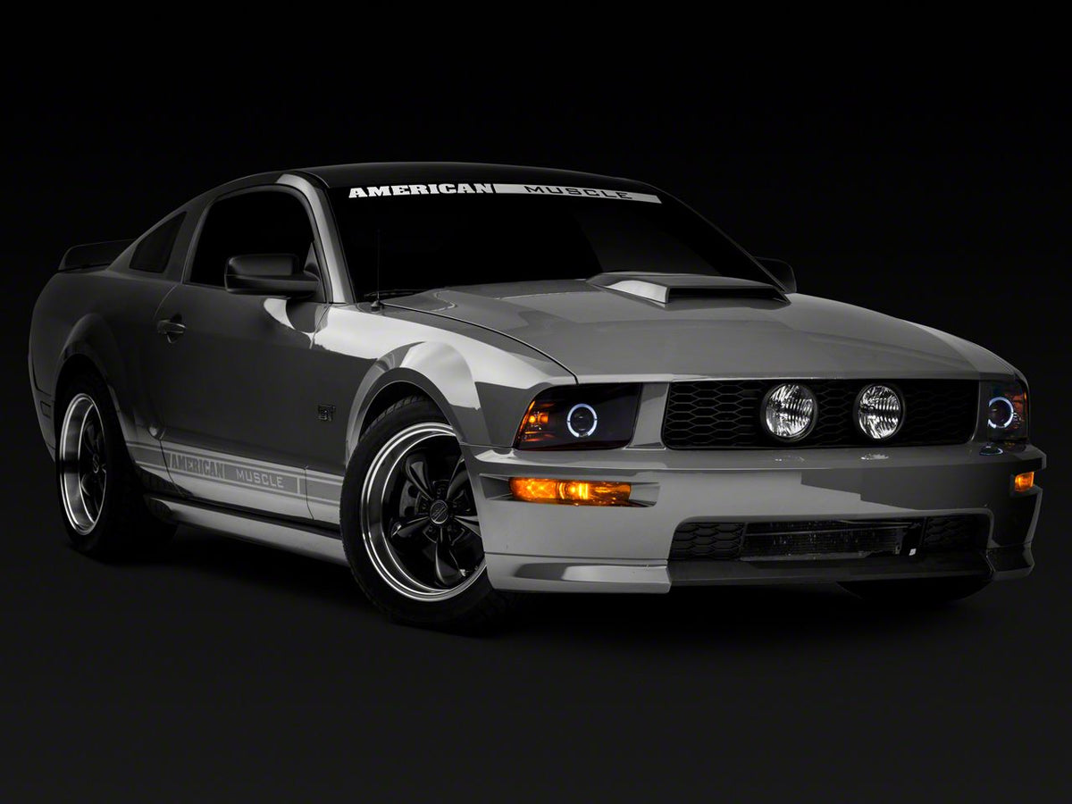 Raxiom 2010 Style Led Halo Headlights; Black Housing; Clear Lens (05-09 Mustang W/ Factory Halogen Headlights, Excluding Gt500)