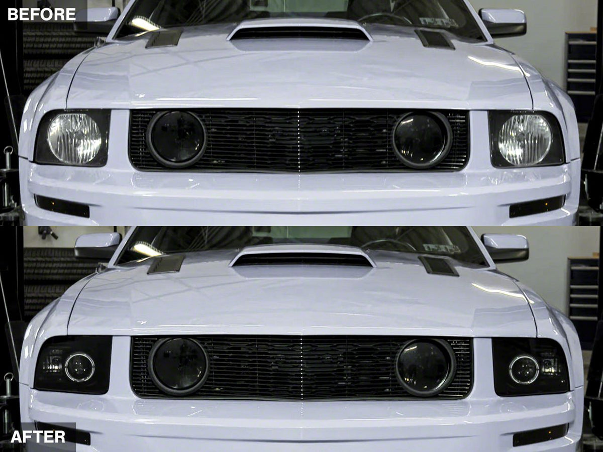 Raxiom 2010 Style Led Halo Headlights; Black Housing; Clear Lens (05-09 Mustang W/ Factory Halogen Headlights, Excluding Gt500)