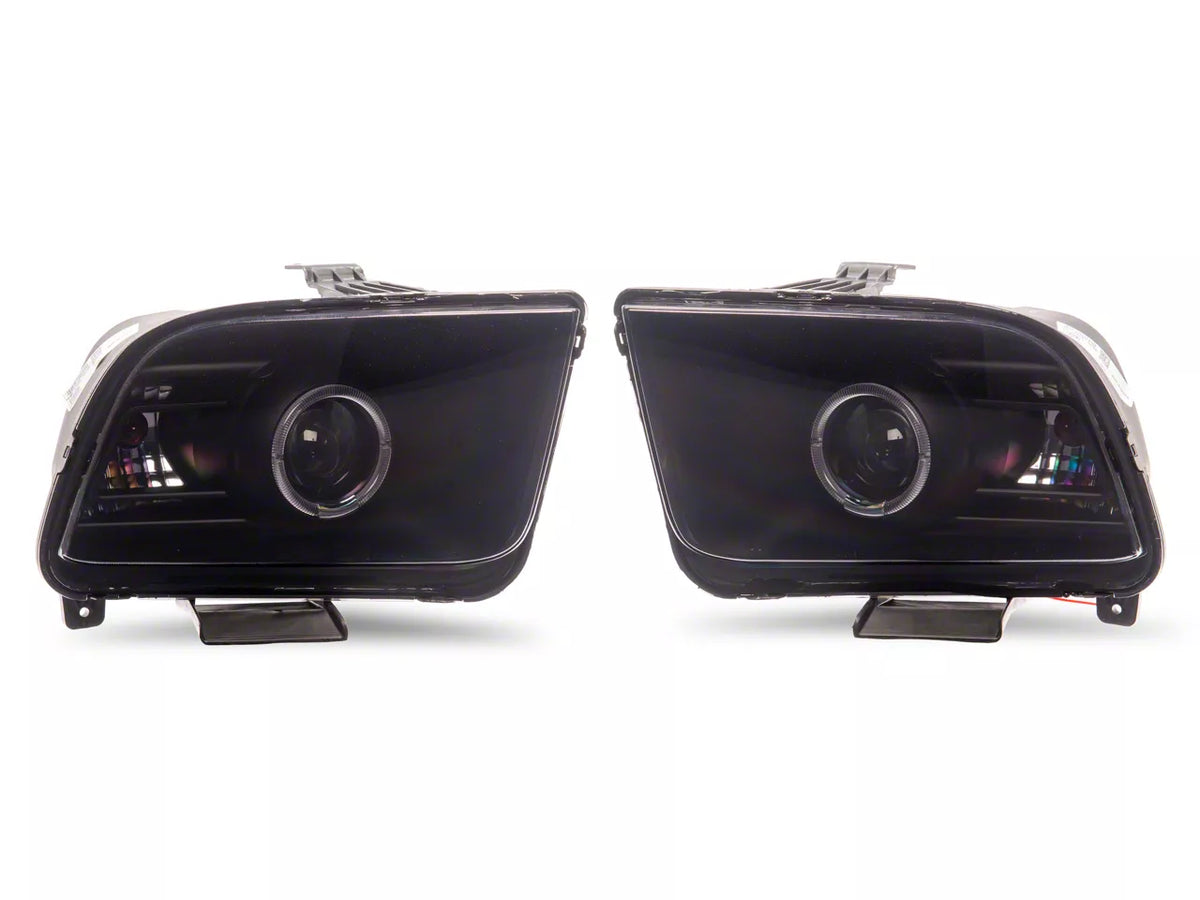 Raxiom 2010 Style Led Halo Headlights; Black Housing; Smoked Lens (05-09 Mustang W/ Factory Halogen Headlights, Excluding Gt500)