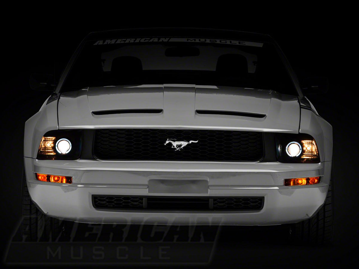 Raxiom 2010 Style Led Halo Headlights; Black Housing; Smoked Lens (05-09 Mustang W/ Factory Halogen Headlights, Excluding Gt500)