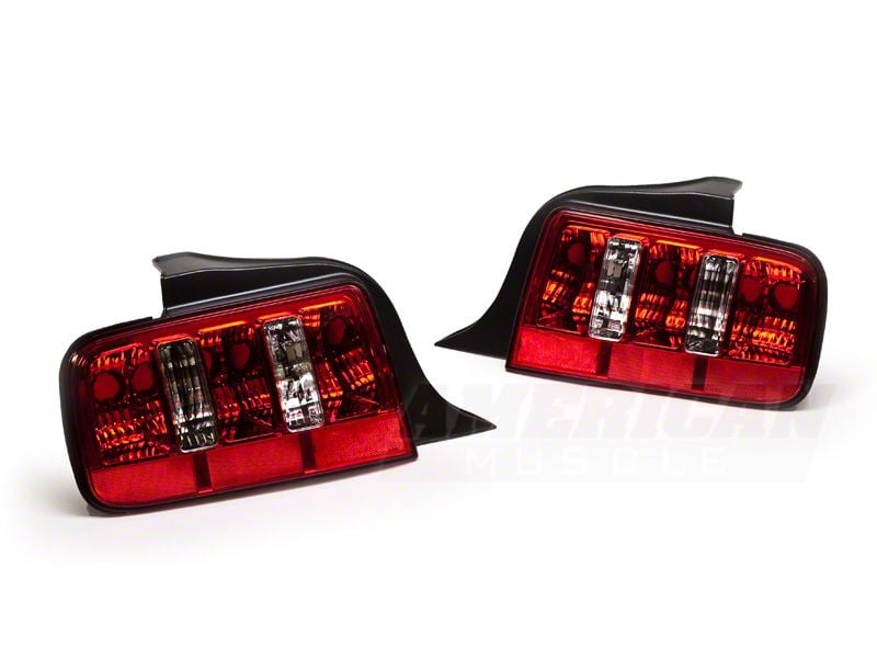 Raxiom Coyote Tail Lights; Chrome Housing; Red/Clear Lens (05-09 Mustang)