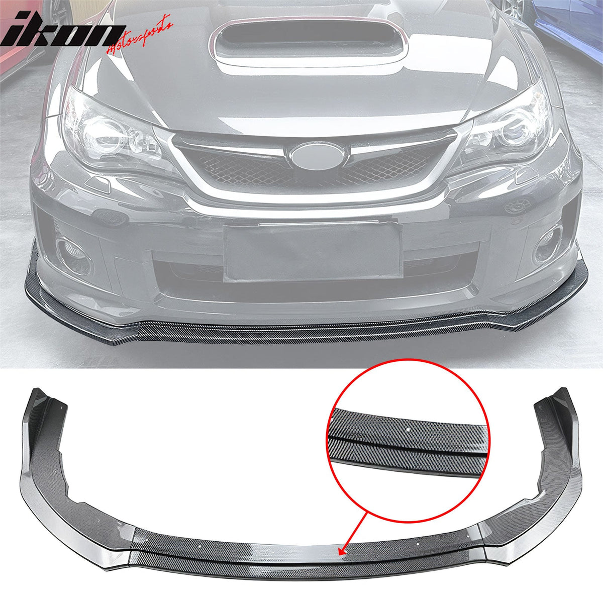 2011-2014 Impreza WRX STI IKON Carbon Fiber Print Front Bumper Lip PP
