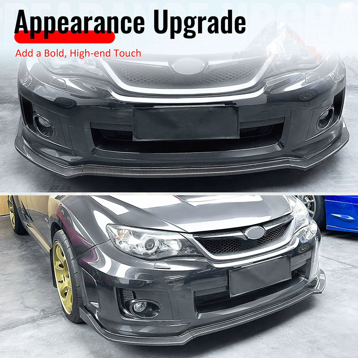 2011-2014 Impreza WRX STI IKON Carbon Fiber Print Front Bumper Lip PP