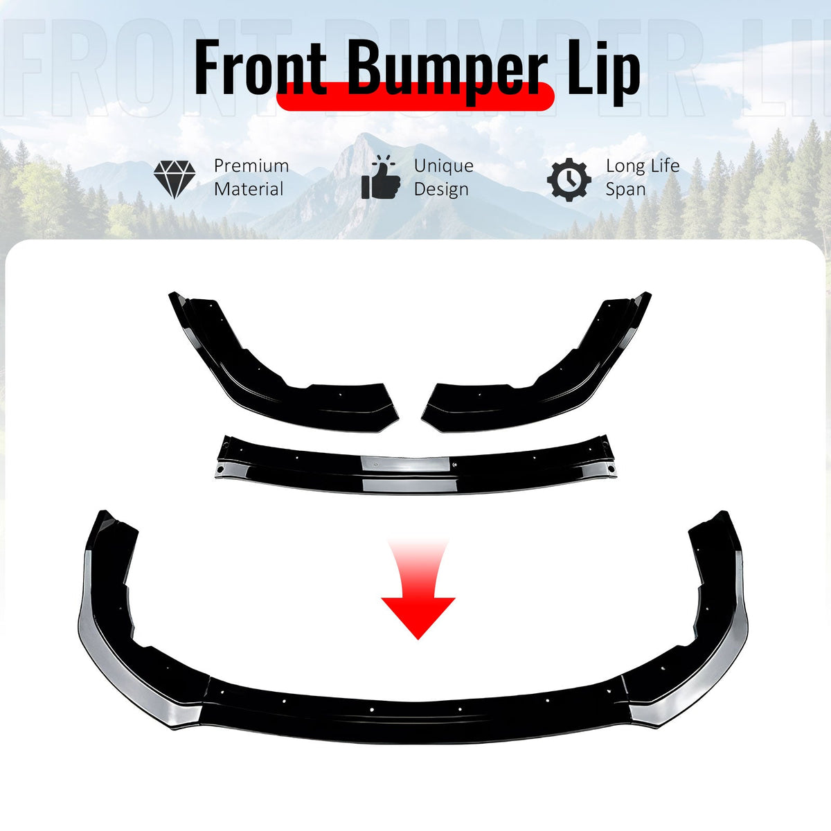 2011-2014 Subaru Impreza WRX STI IKON Gloss Black Front Bumper Lip PP