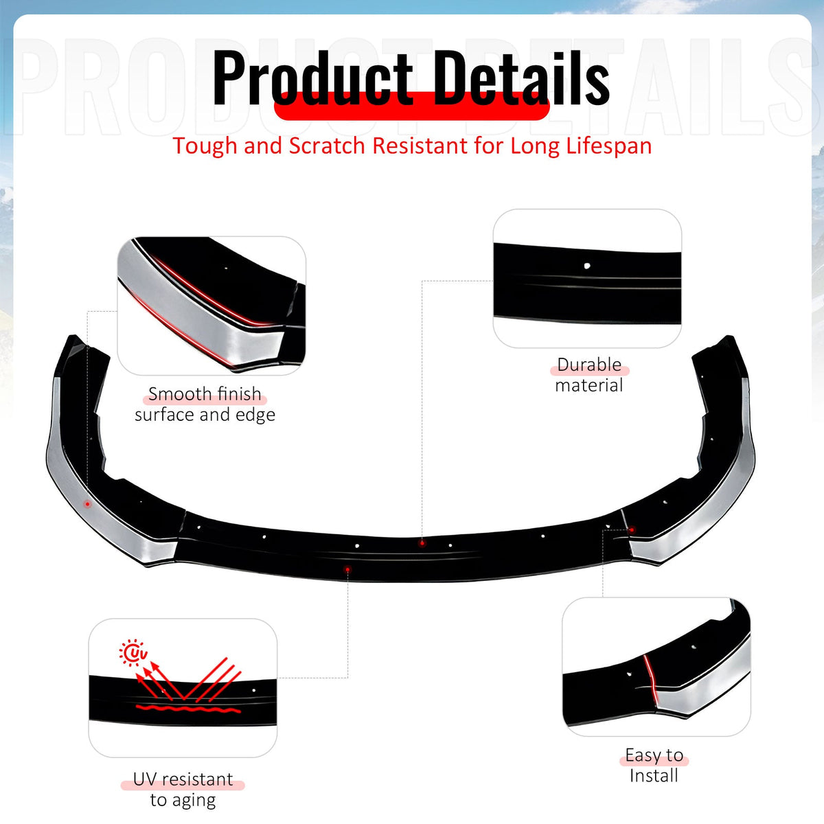 2011-2014 Subaru Impreza WRX STI IKON Gloss Black Front Bumper Lip PP