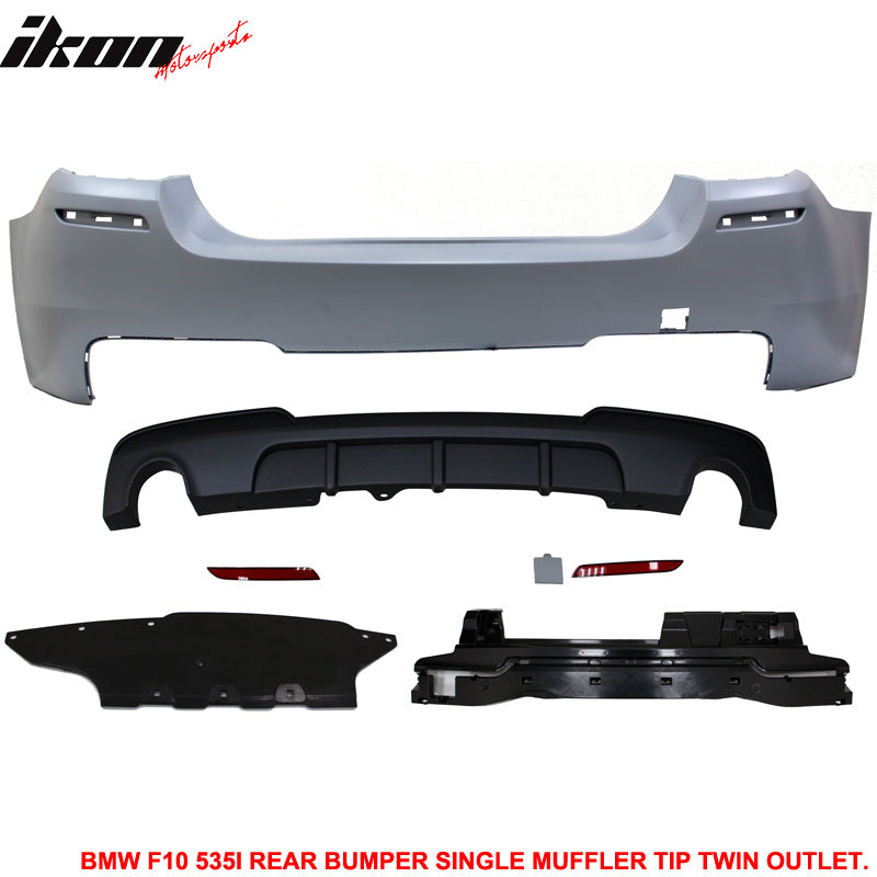 2011-2016 F10 535i MP Style Single Muffler Twin Outlet Rear Bumper