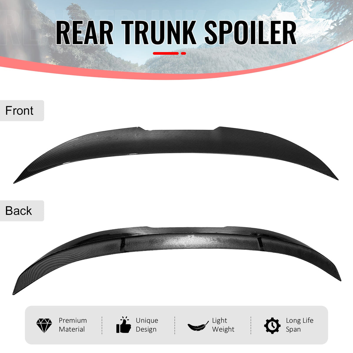2011-2017 BMW F10 5-Series Sedan PSM Carbon Fiber Print Trunk Spoiler