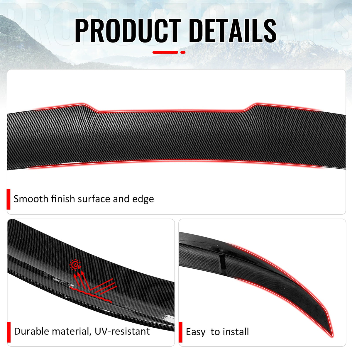 2011-2017 BMW F10 5-Series Sedan PSM Carbon Fiber Print Trunk Spoiler
