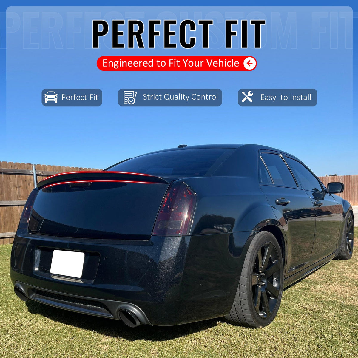 2011-2023 Chrysler 300/300C Gloss Black Rear Trunk Spoiler Wing ABS