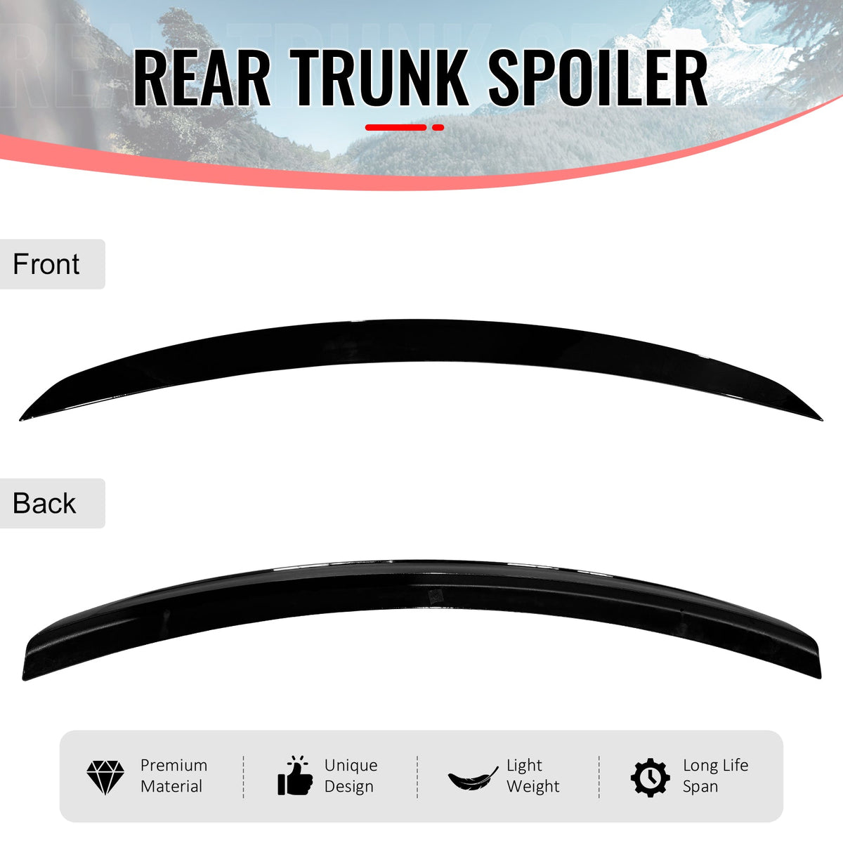 2011-2023 Chrysler 300/300C Gloss Black Rear Trunk Spoiler Wing ABS