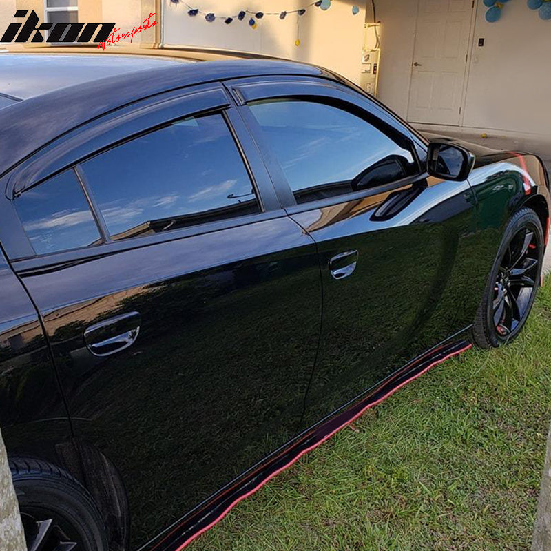 2011-2024 Dodge Charger Slim Smoke Tape On 4PCS Window Visors Acrylic