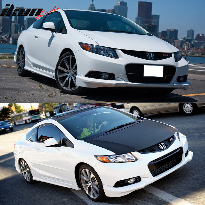 2012-2013 Honda Civic Coupe HF-P Style Unpainted Front Bumper Lip PU