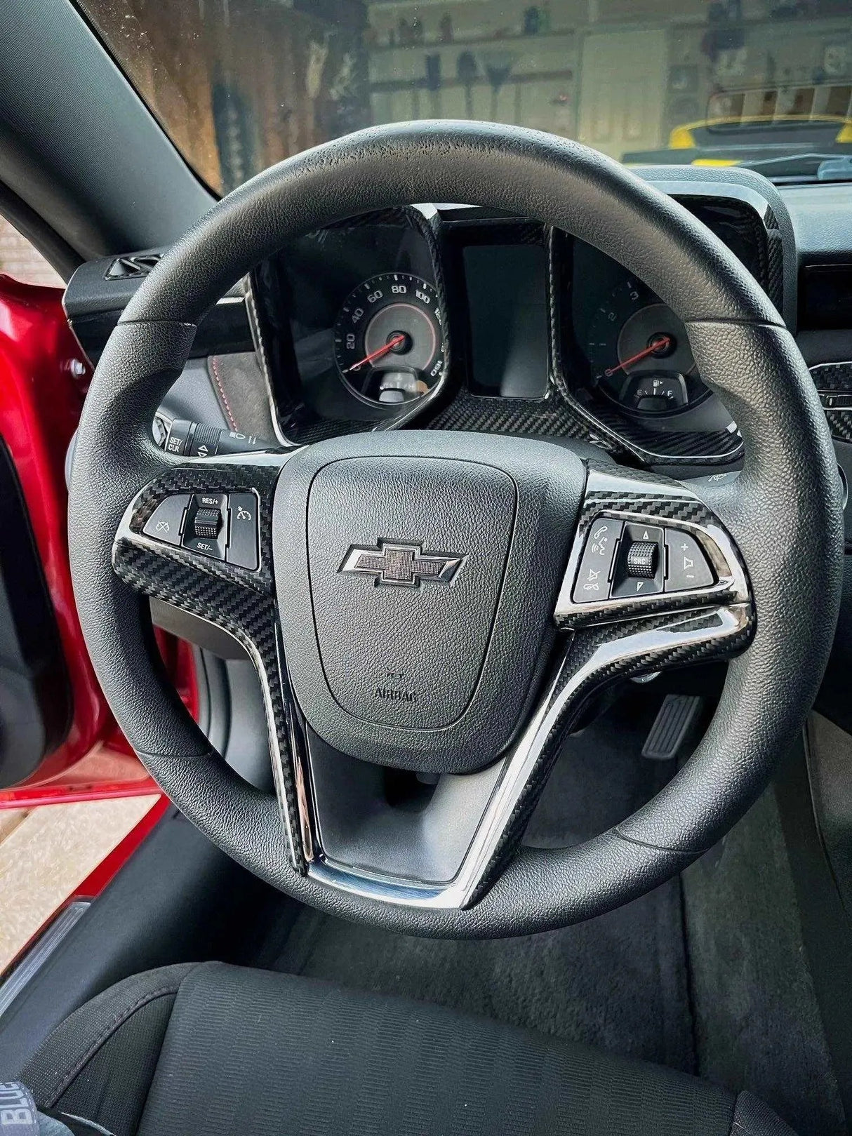 2012-2015 Chevy Camaro Carbon Fiber Steering Wheel Trim Cover