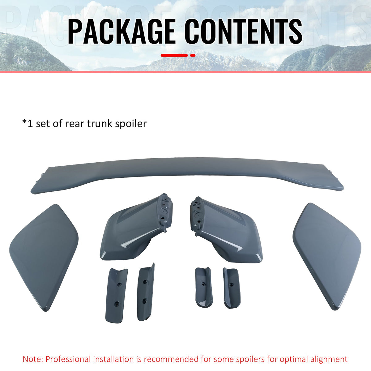 2012-2016 Subaru Impreza 2015-2021 WRX STI #PAF Gray 5PC Trunk Spoiler