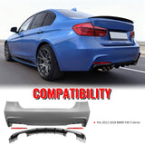 2012-2018 BMW F30 3 Series MP Style Rear Bumper Cover W/Diffuser PP