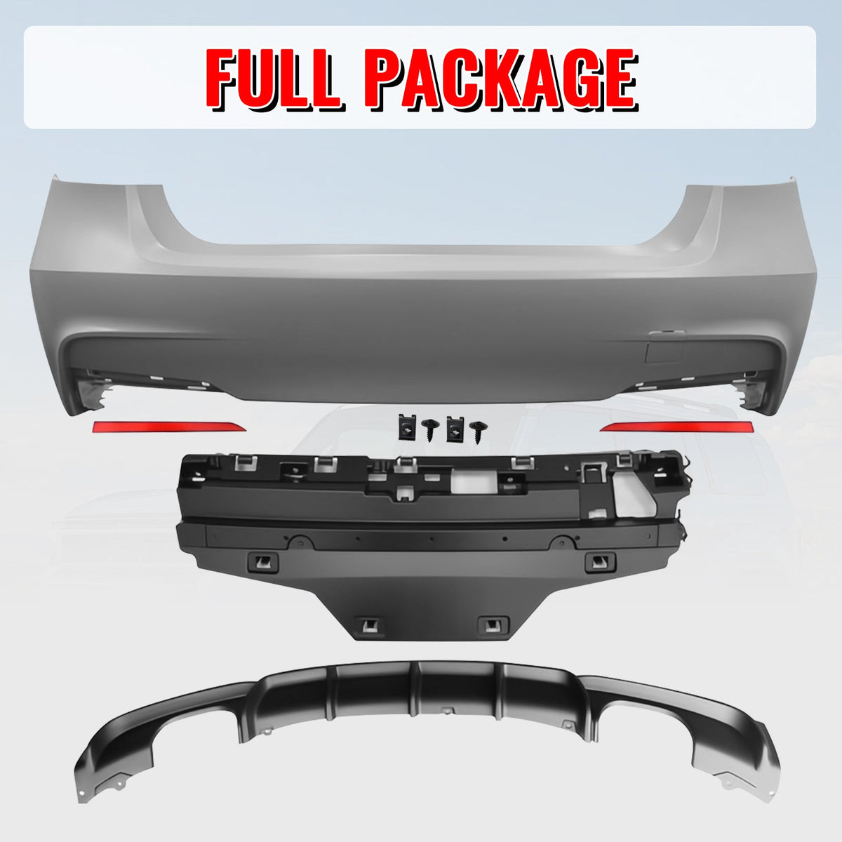 2012-2018 BMW F30 3 Series MP Style Rear Bumper Cover W/Diffuser PP