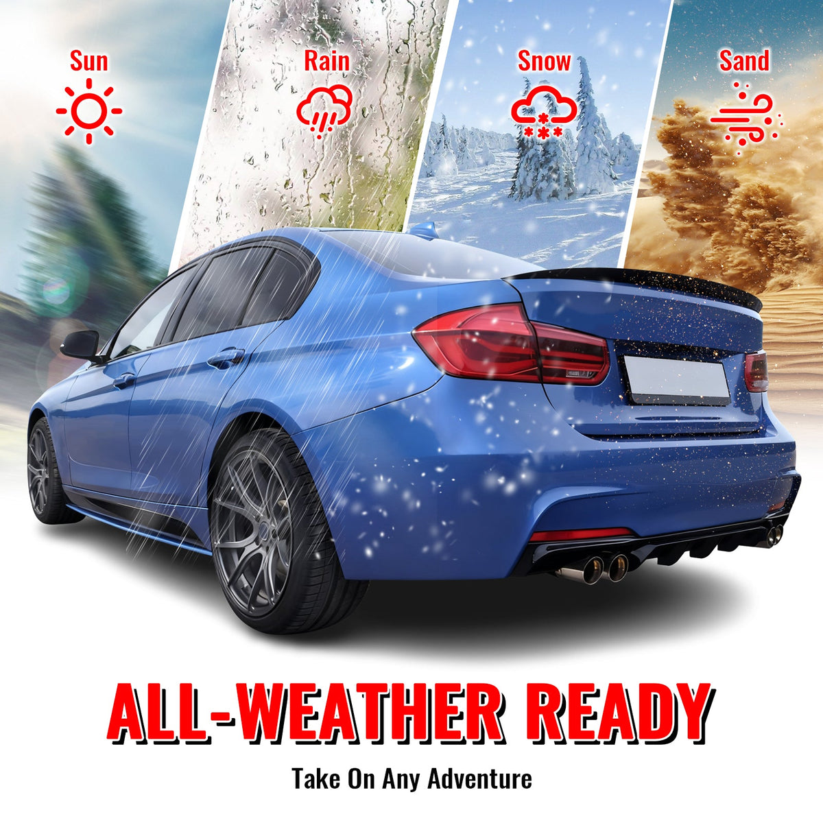 2012-2018 BMW F30 3 Series MP Style Rear Bumper Cover W/Diffuser PP