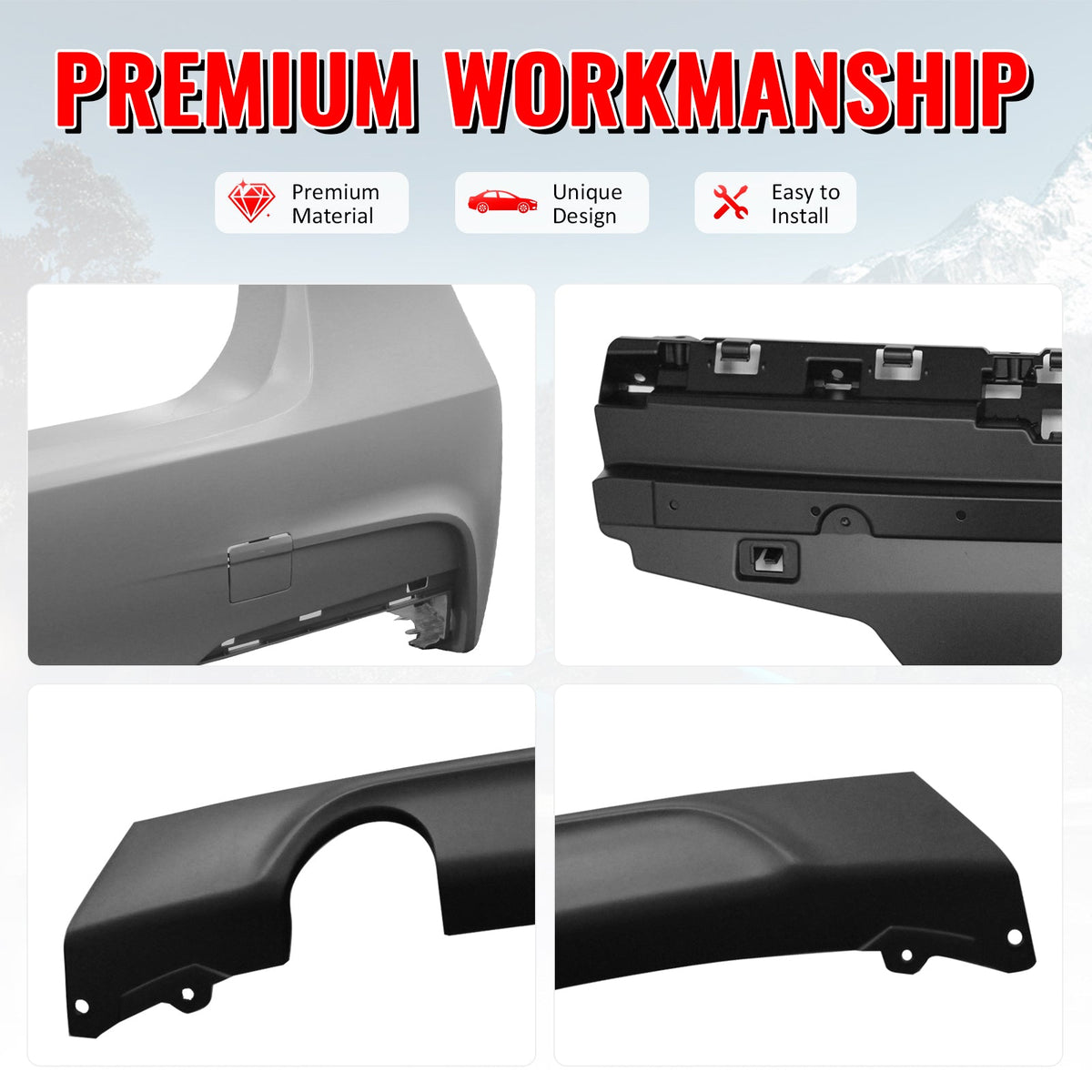 2012-2018 BMW F30 F35 3 Series Sedan Rear Bumper Cover W/Diffuser PP