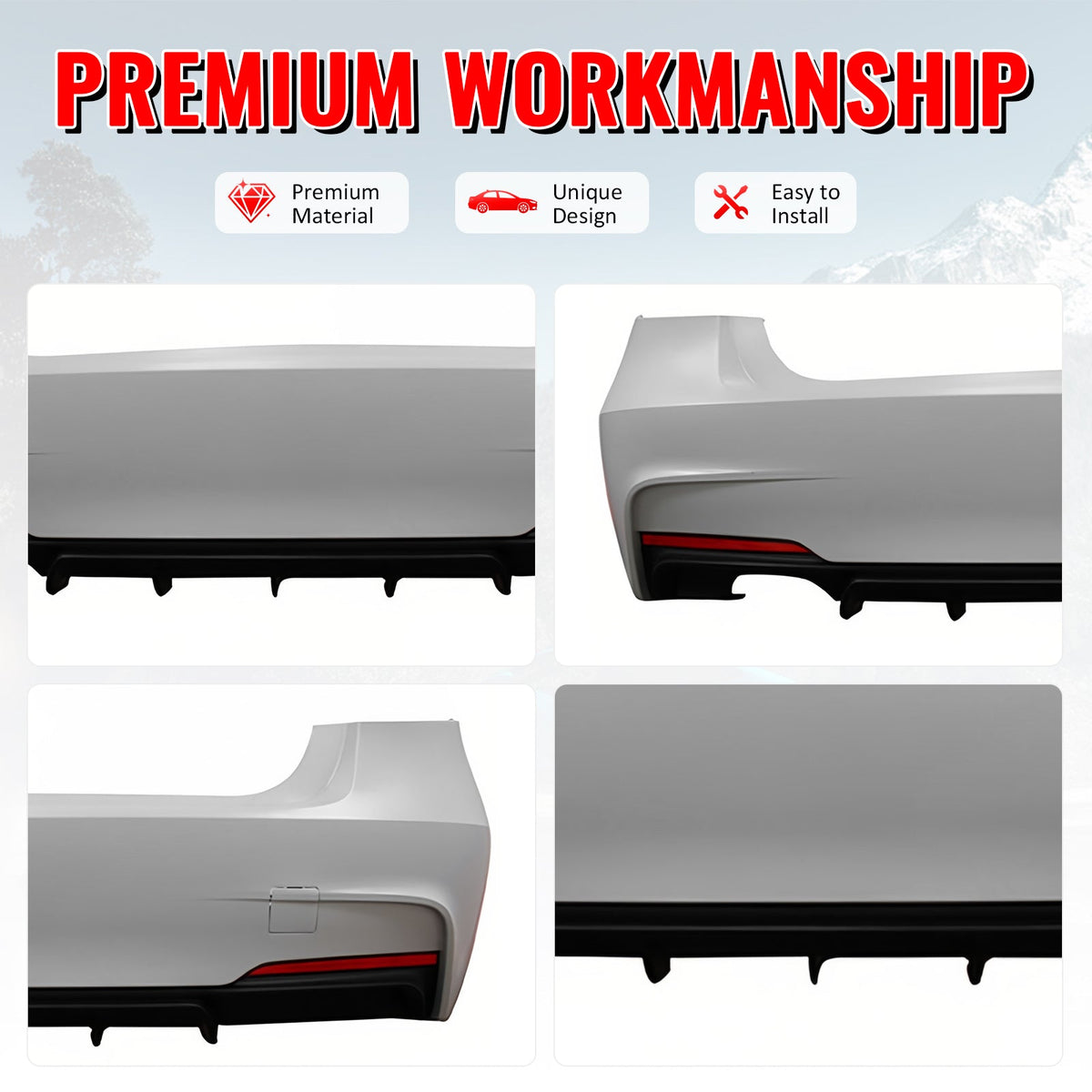 2012-2018 BMW F30 3-Series M Performance Style Rear Bumper Cover PP