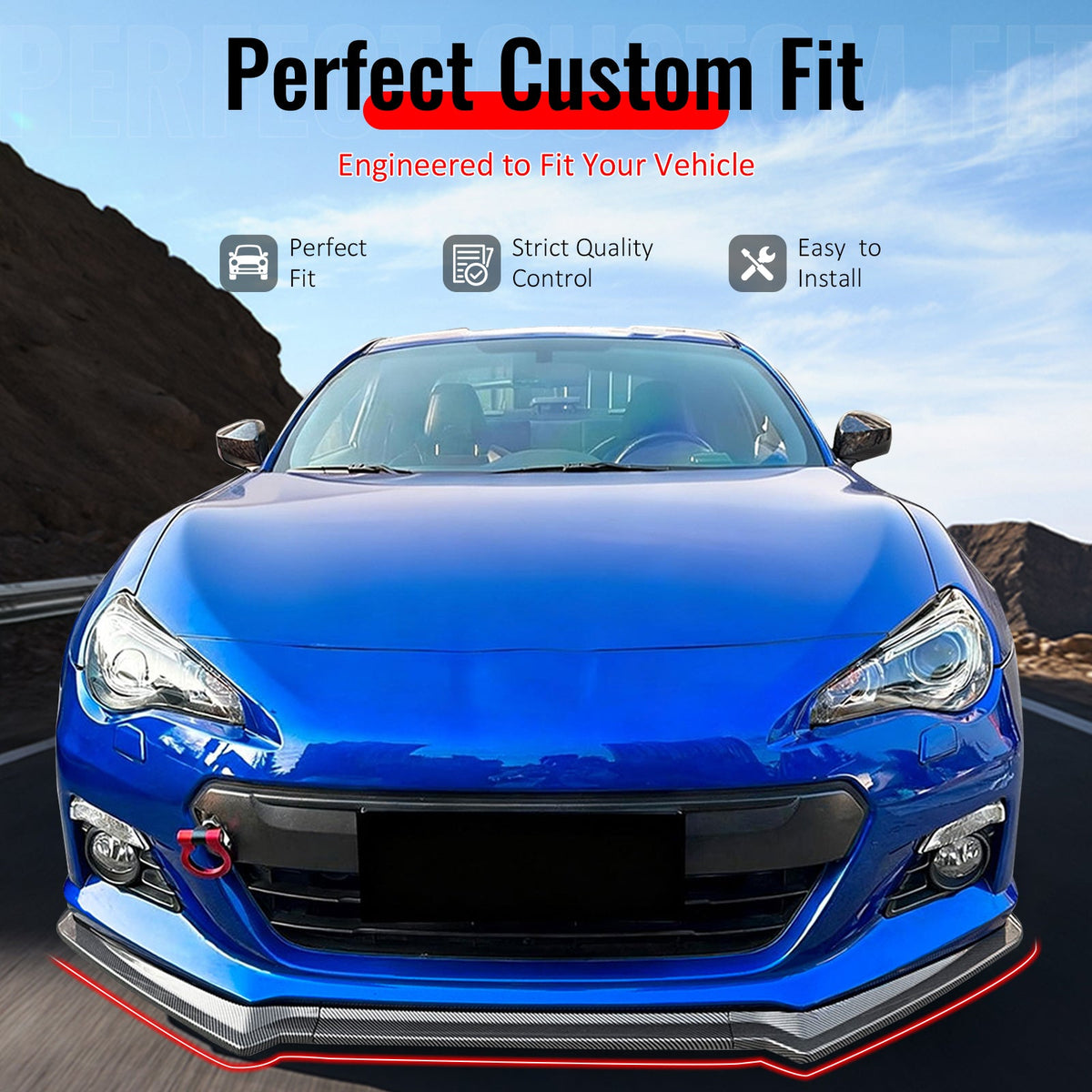 2013-2016 Subaru BRZ CS Style Carbon Fiber Print Front Bumper Lip PP