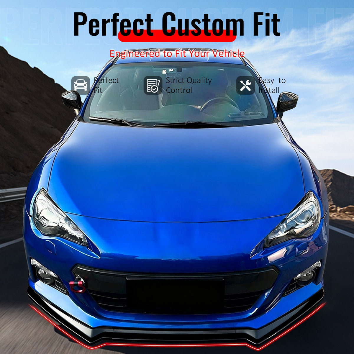 2013-2016 Subaru BRZ CS Style Gloss Black Front Bumper Lip Spoiler PP
