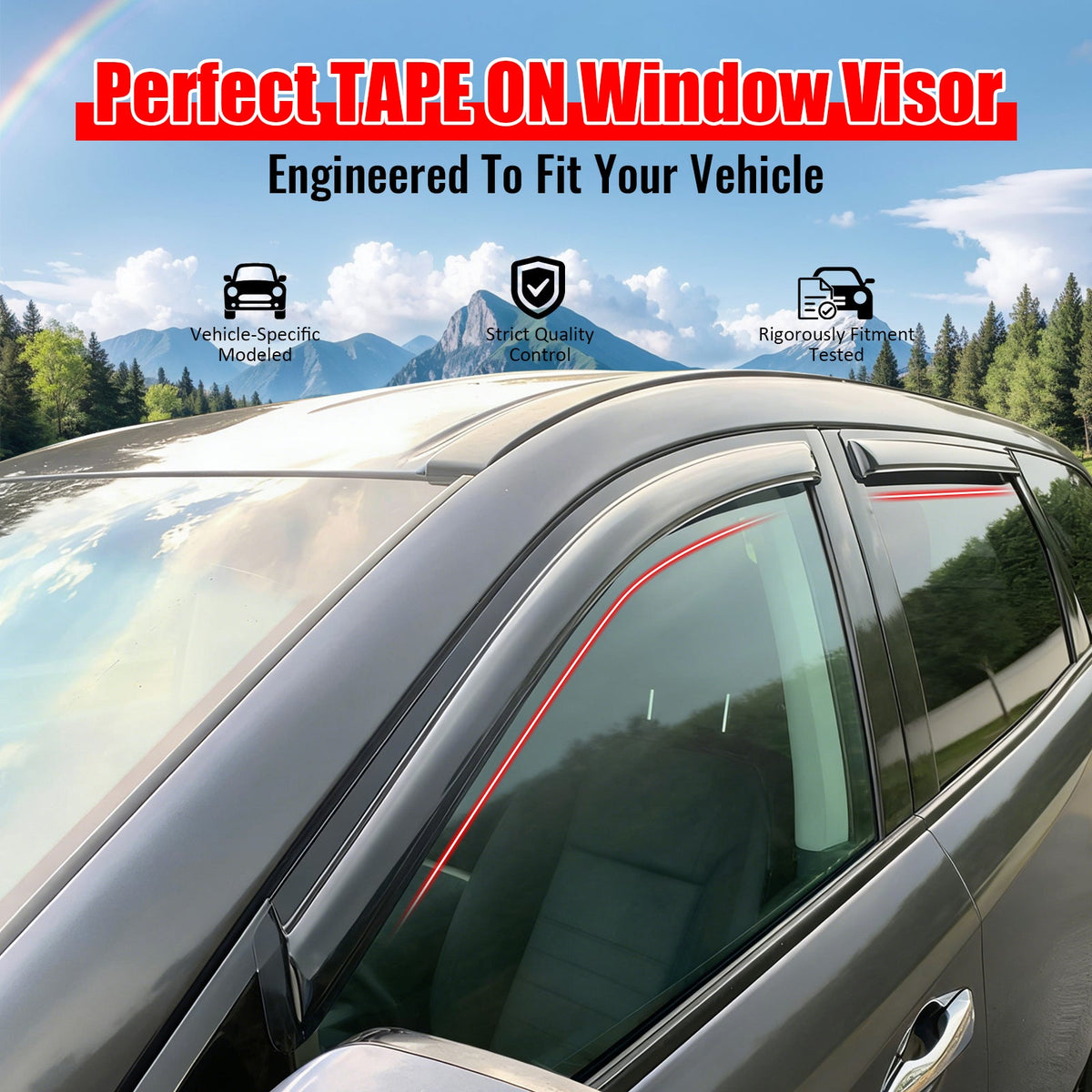 2013-2020 Nissan Pathfinder Window Visors Smoke Acrylic Side Door Wind Rain Sun Deflectors Guard 4PCS Set