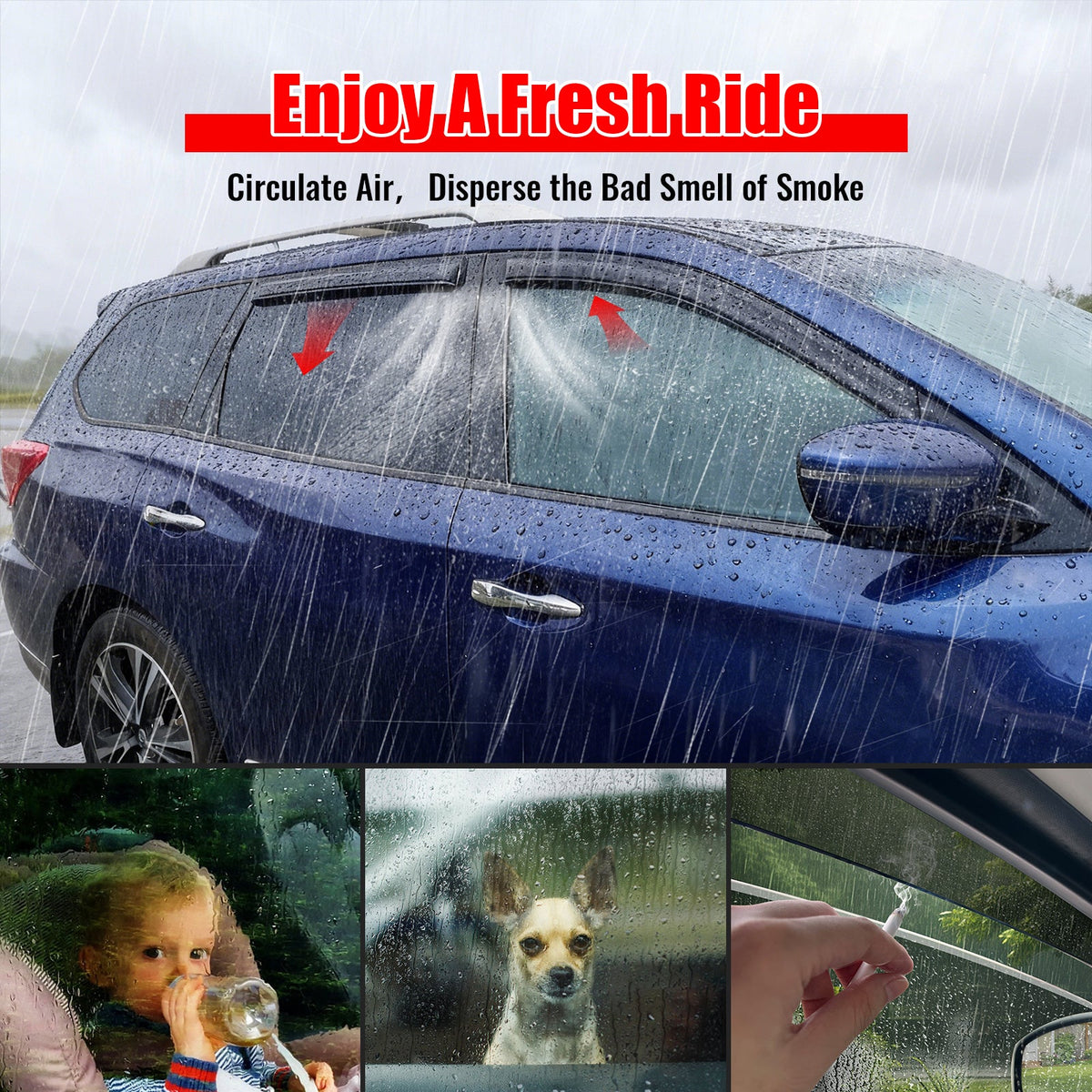 2013-2020 Nissan Pathfinder Window Visors Smoke Acrylic Side Door Wind Rain Sun Deflectors Guard 4PCS Set