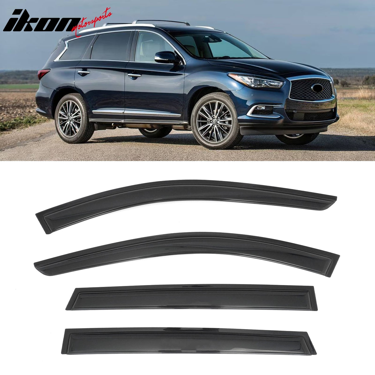 2013 Infiniti JX35& 2014-2021 Infiniti QX60 Window Visors Smoke Acrylic Rain Sun Deflectors Guard 4PCS Set