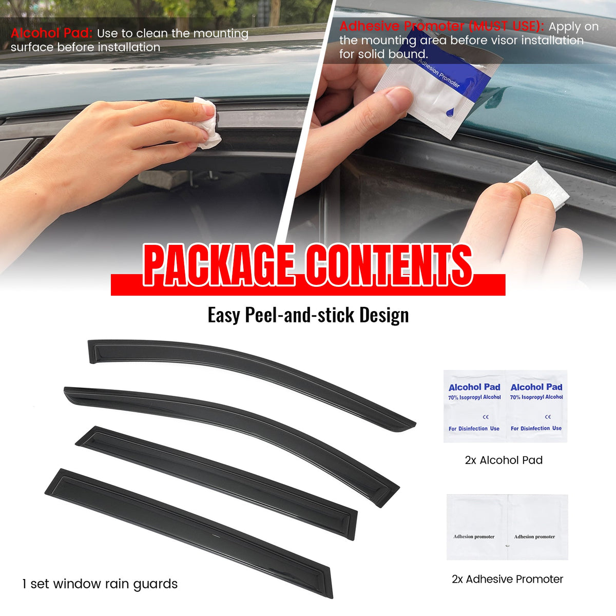 2013 Infiniti JX35& 2014-2021 Infiniti QX60 Window Visors Smoke Acrylic Rain Sun Deflectors Guard 4PCS Set