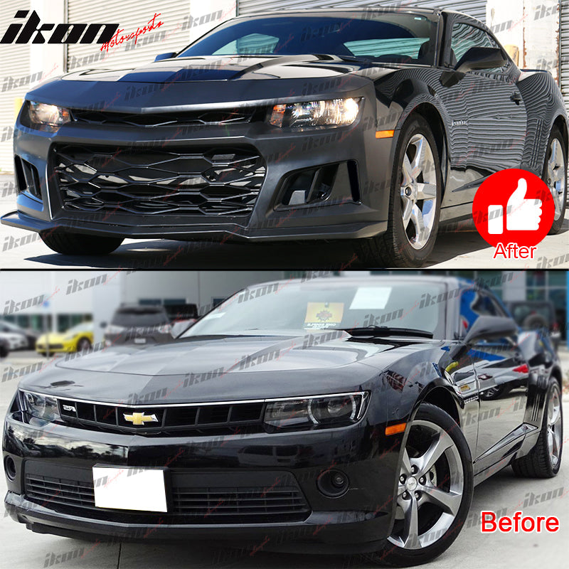 2014-2015 Chevy Camaro ZL1 Style Unpainted Black Front Bumper Cover PP