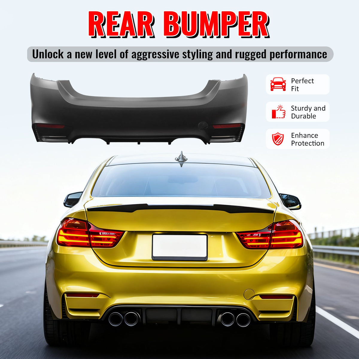 2014-2020 BMW F32 4 Series M4 Style Rear Bumper Cover Replacement PP