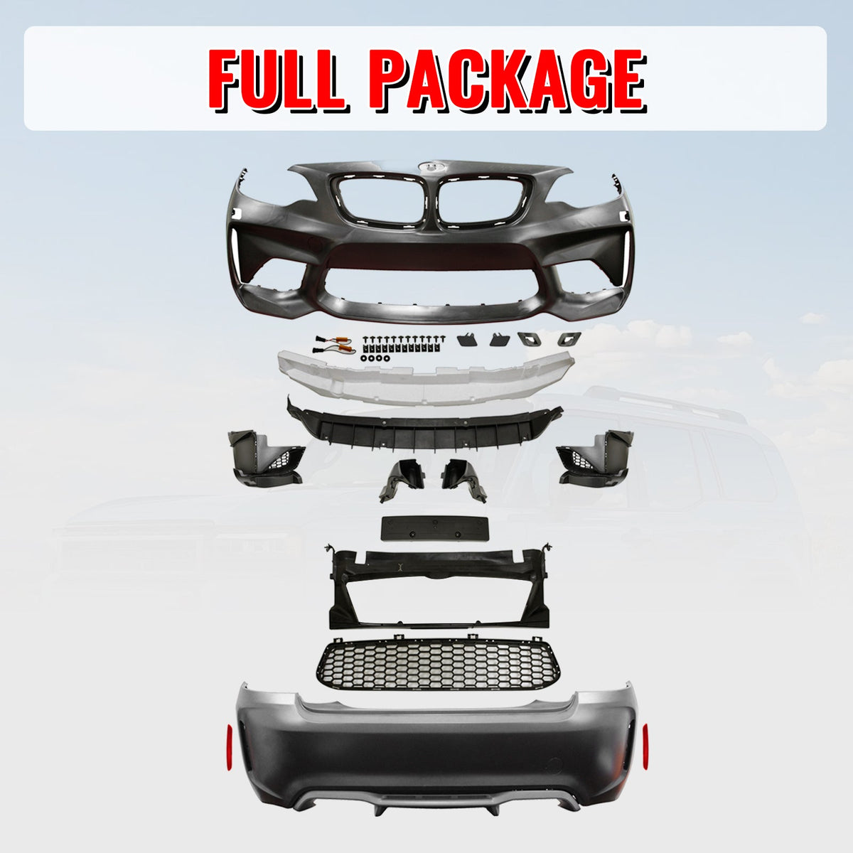 2014-2021 BMW F22 F23 2 Series M2 Style Front & Rear Bumper Cover PP