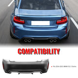 2014-2021 BMW F22 F23 2 Series M2 Style Unpainted Rear Bumper Cover PP