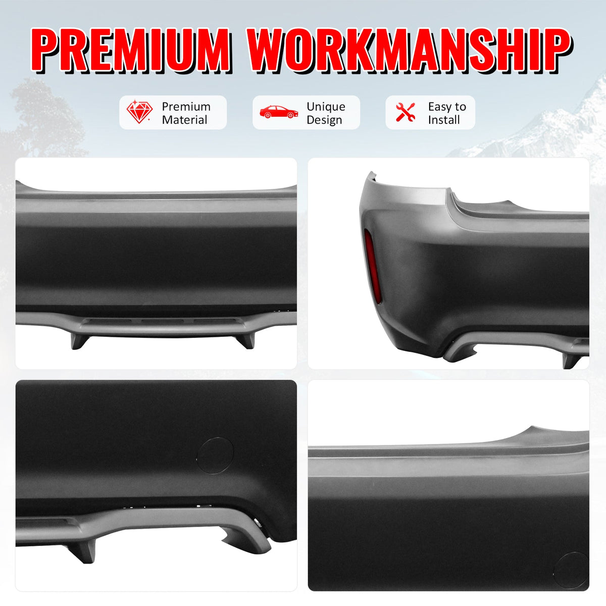 2014-2021 BMW F22 F23 2 Series M2 Style Unpainted Rear Bumper Cover PP