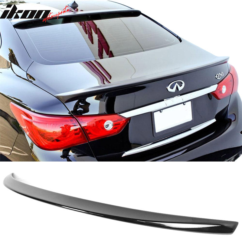 Trunk Spoiler for Infiniti Q50 Sedan 2014-2024 Ikon #KH3 Super Black ABS