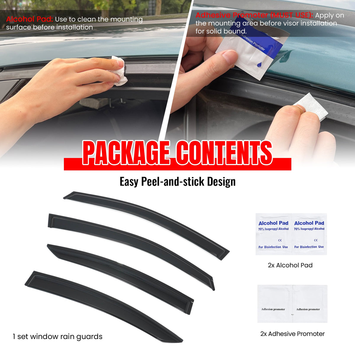 2015-2019 Subaru Legacy Sedan Window Visors Smoke Acrylic Rain Sun Deflectors Side Door Vent Guard 4PCS Set