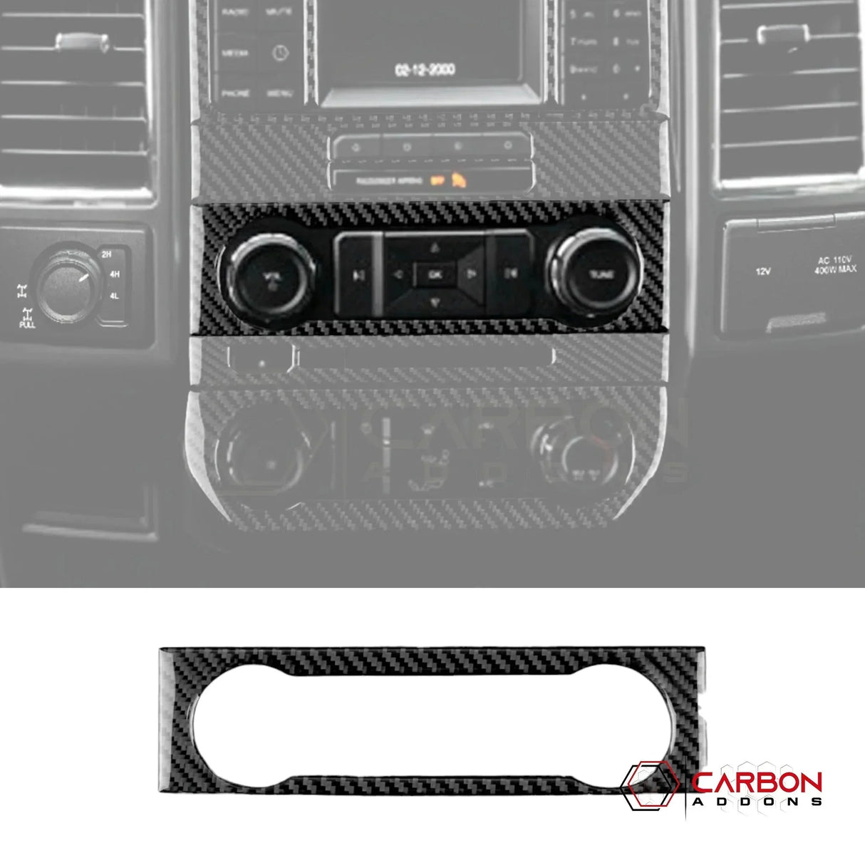 Real Carbon Fiber Radio Control Trim overlay For Ford F150 2015-2020