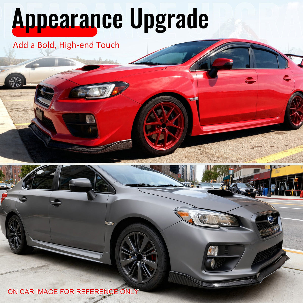15-21 Subaru WRX STI CS Style Front Bumper Lip Carbon Fiber Print 3PC