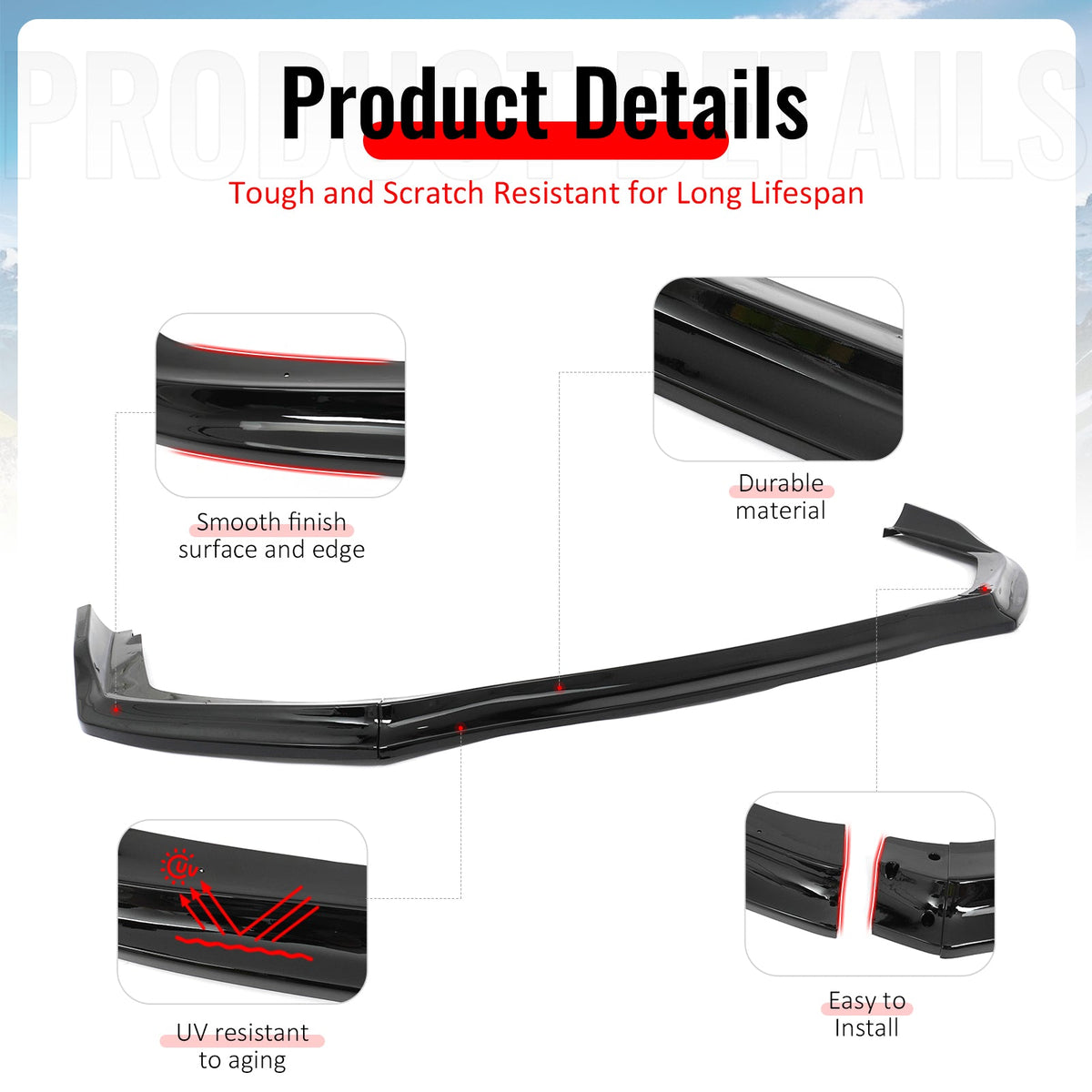 2015-2017 Subaru WRX/WRX STI CS Style Front Bumper Lip Gloss Black 3PC