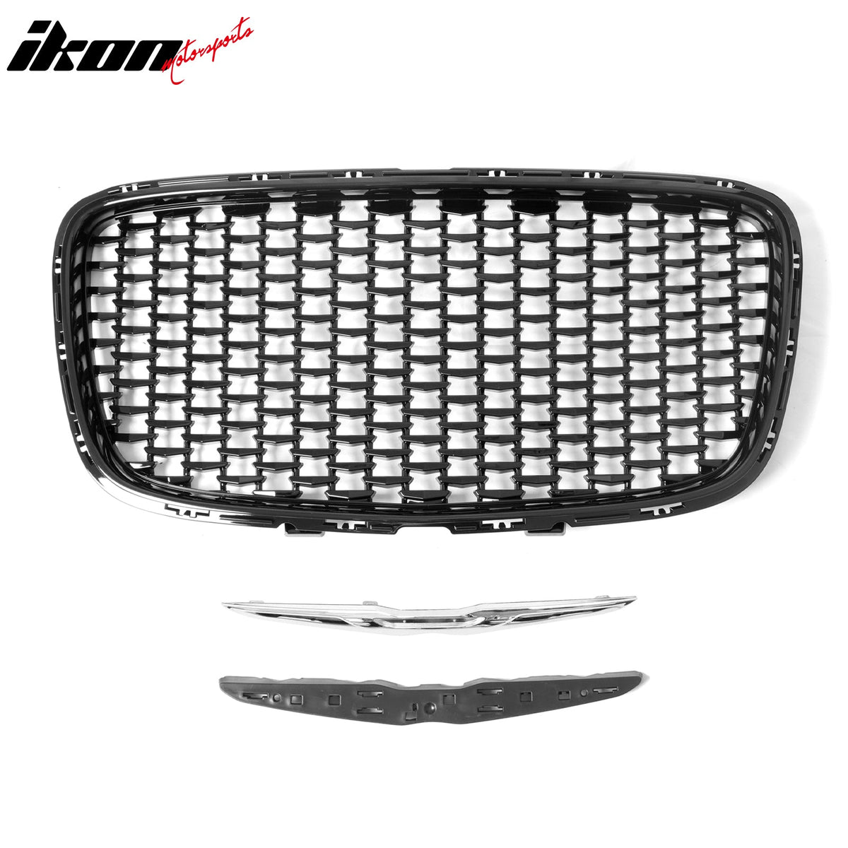 2015-2023 Chrysler 300 Gloss Black ABS Upper Grille + PP Lower Grille