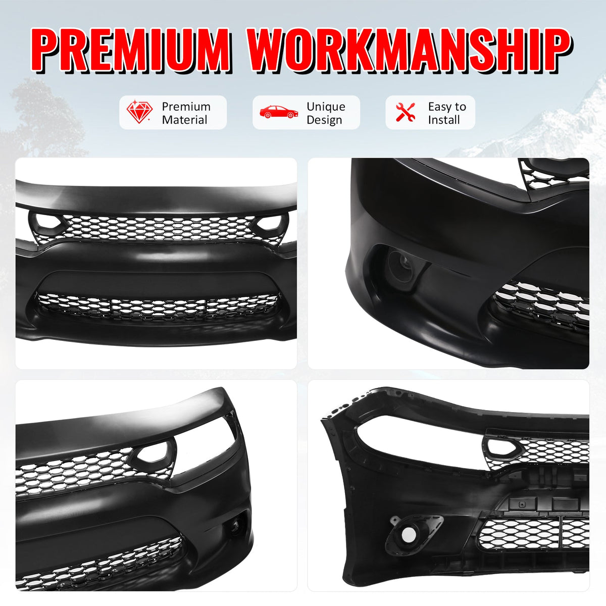 2015-2023 Dodge Charger 19 SRT Hellcat Front Bumper Cover W/Fog Lamps
