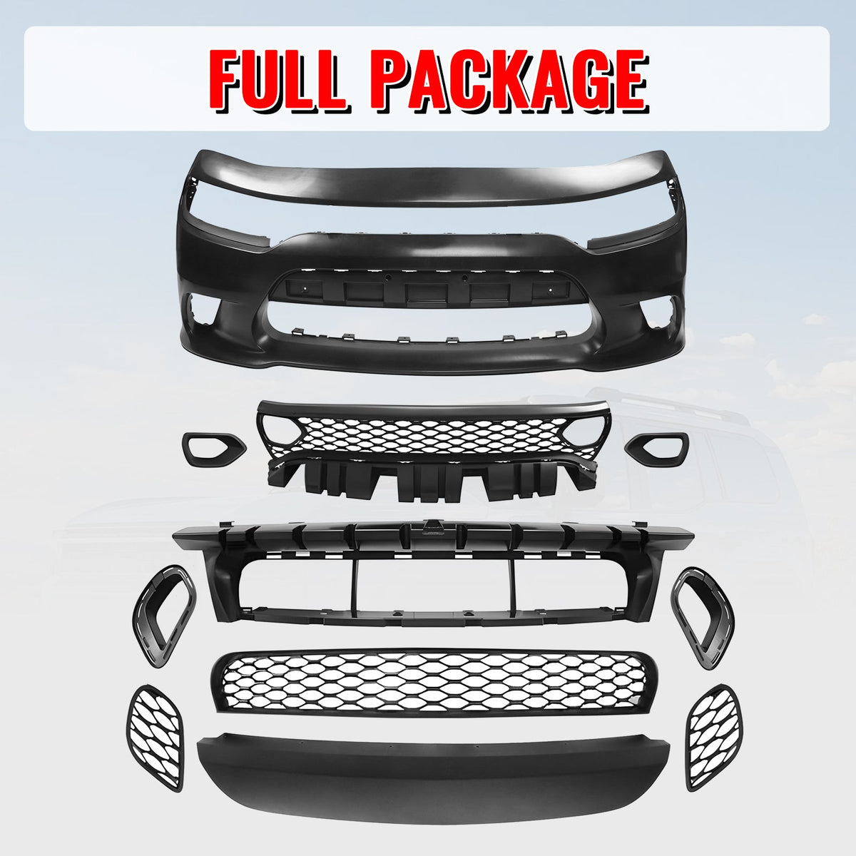 2015-2023 Dodge Charger SRT Front Bumper W/Foglight Grille & Insert PP