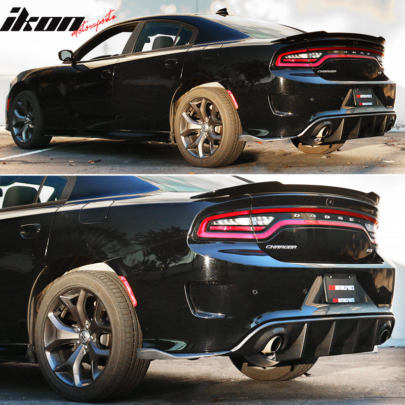2015-2023 Dodge Charger V2 Style CF Print Rear Bumper Lip Side Apron