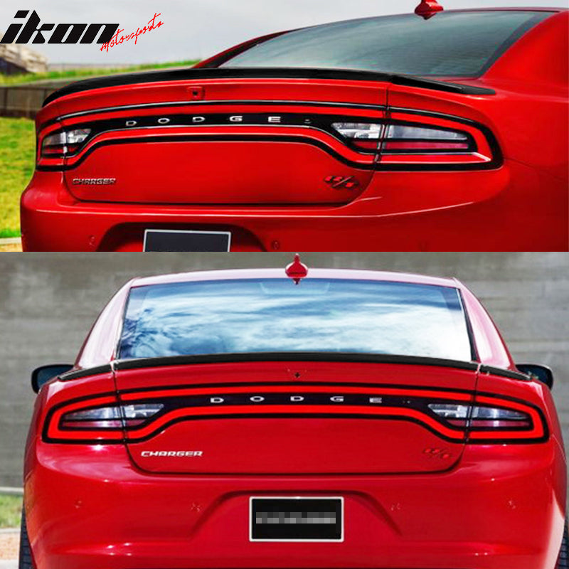 2015-23 Charger OE Style Painted Matte Black Rear Spoiler Wing ABS 3PC
