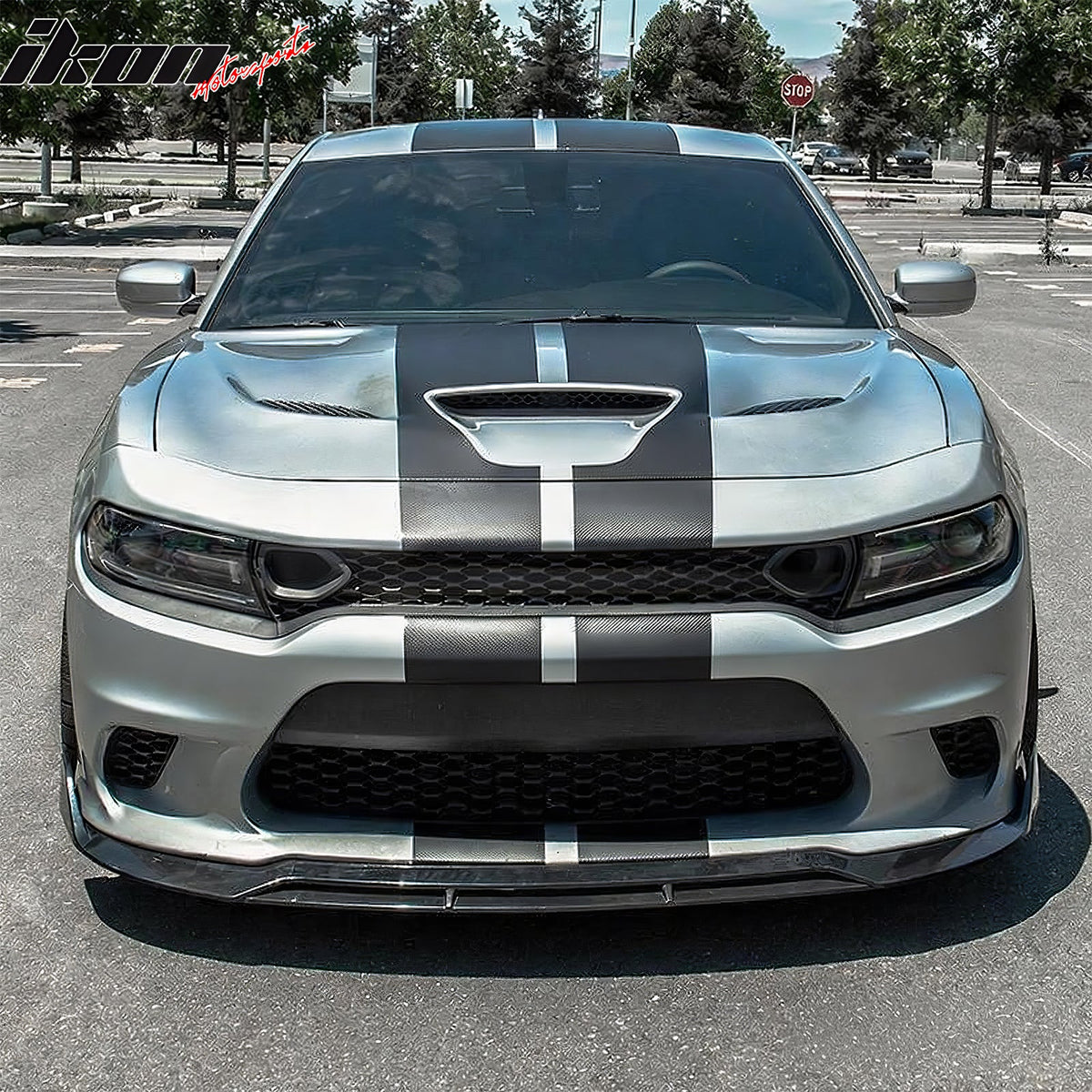 2015-2023 Dodge Charger SRT V2 Style Gloss Black Front Bumper Lip ABS