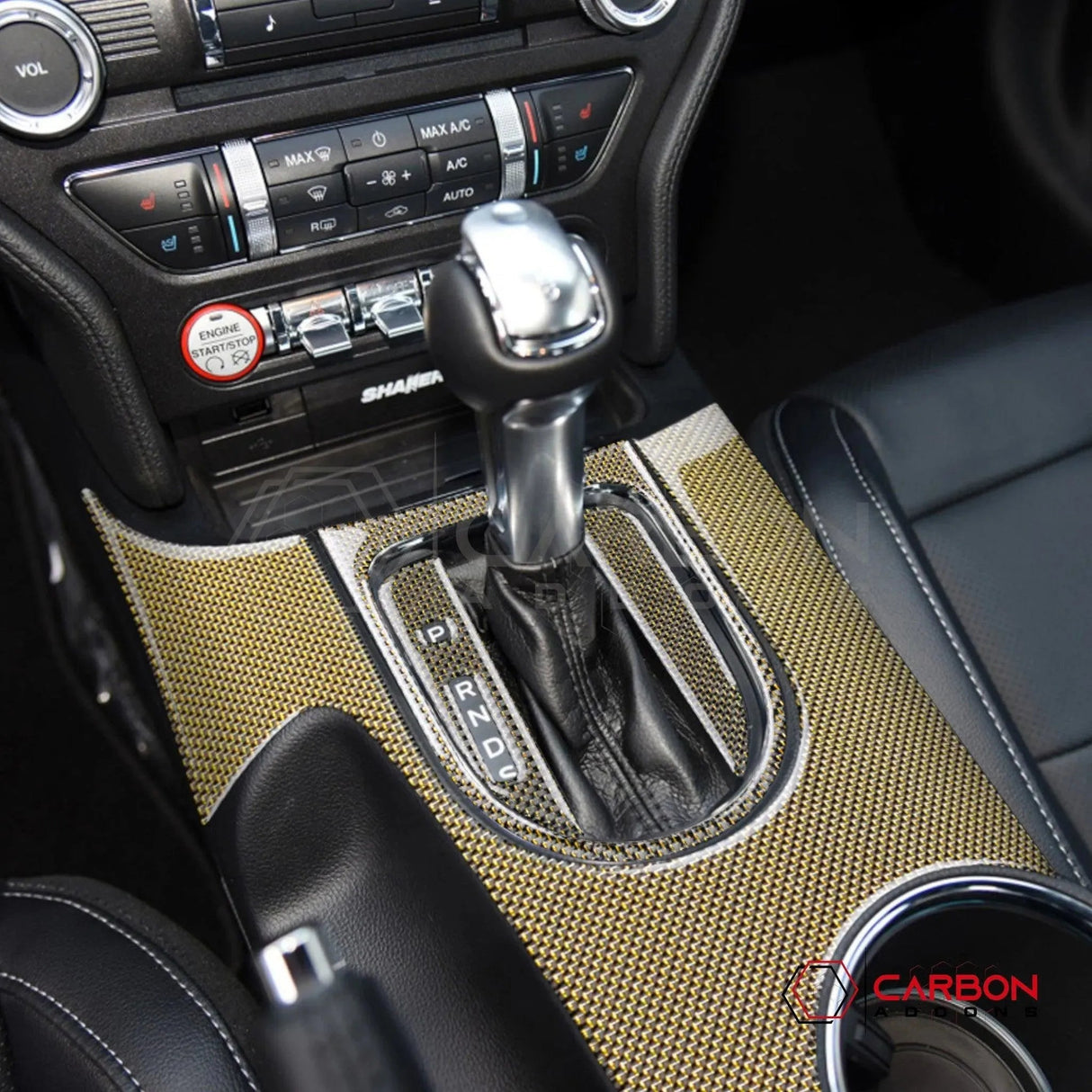 2015-2023 Mustang Reflective Carbon Fiber Center Console Overlay