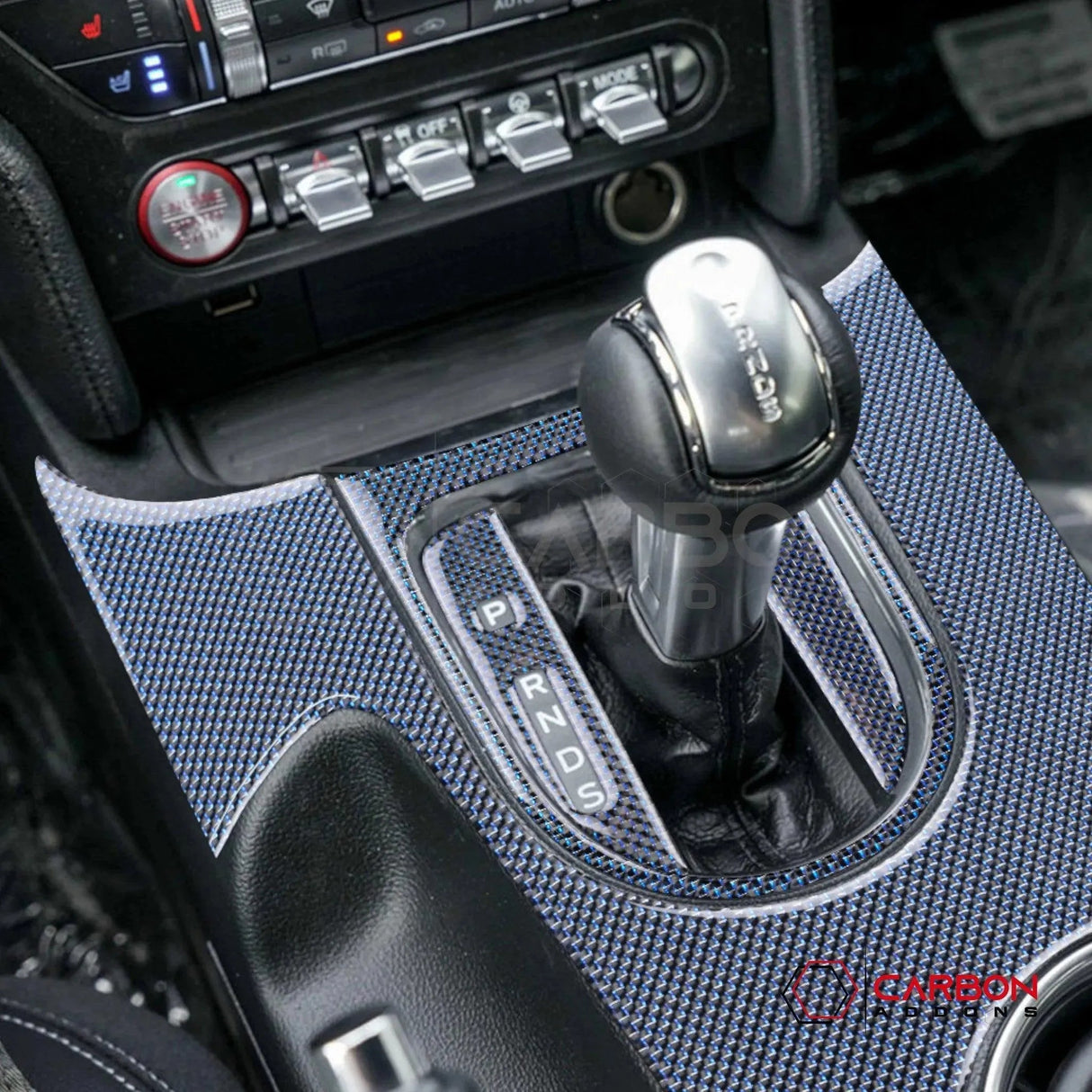 2015-2023 Mustang Reflective Carbon Fiber Center Console Overlay