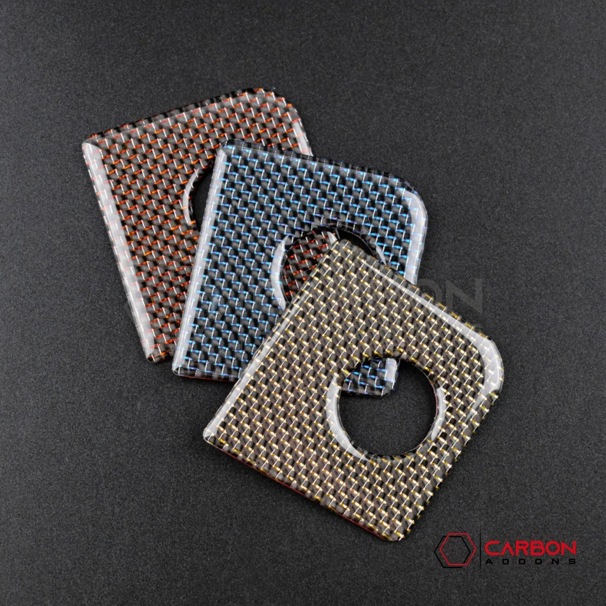 2015-2023 Mustang Reflective Carbon Fiber Glove Box Lock Trim Overlay